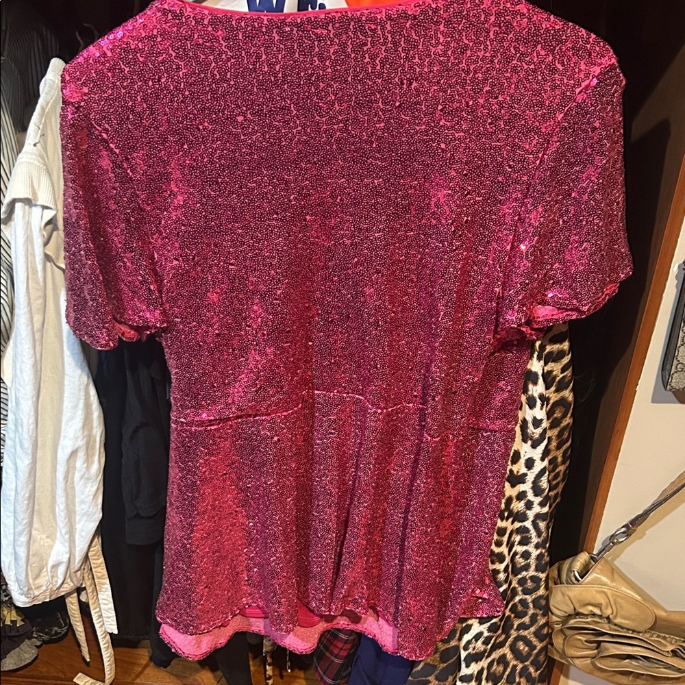 Lane Bryant Fuchsia Glitter Wrap Blouse - Picture 3 of 3